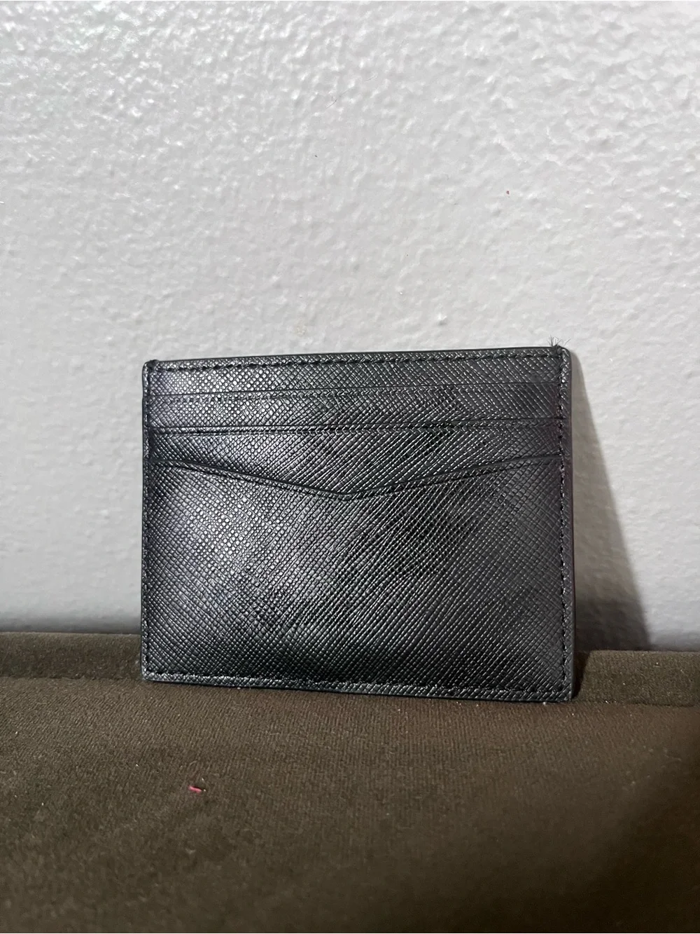 kate spade Black Slim Leather Card Holder with Gold Logo